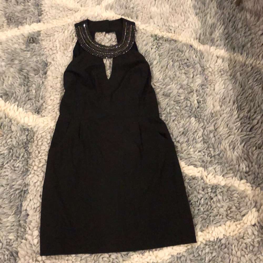 Black Akira Chicago Dress with Embellished Collar